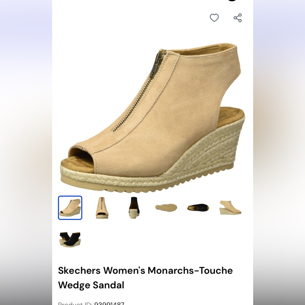 Skechers Monarchs touch Women's Touche Open-Toe Wedge Sandal in Taupe 8